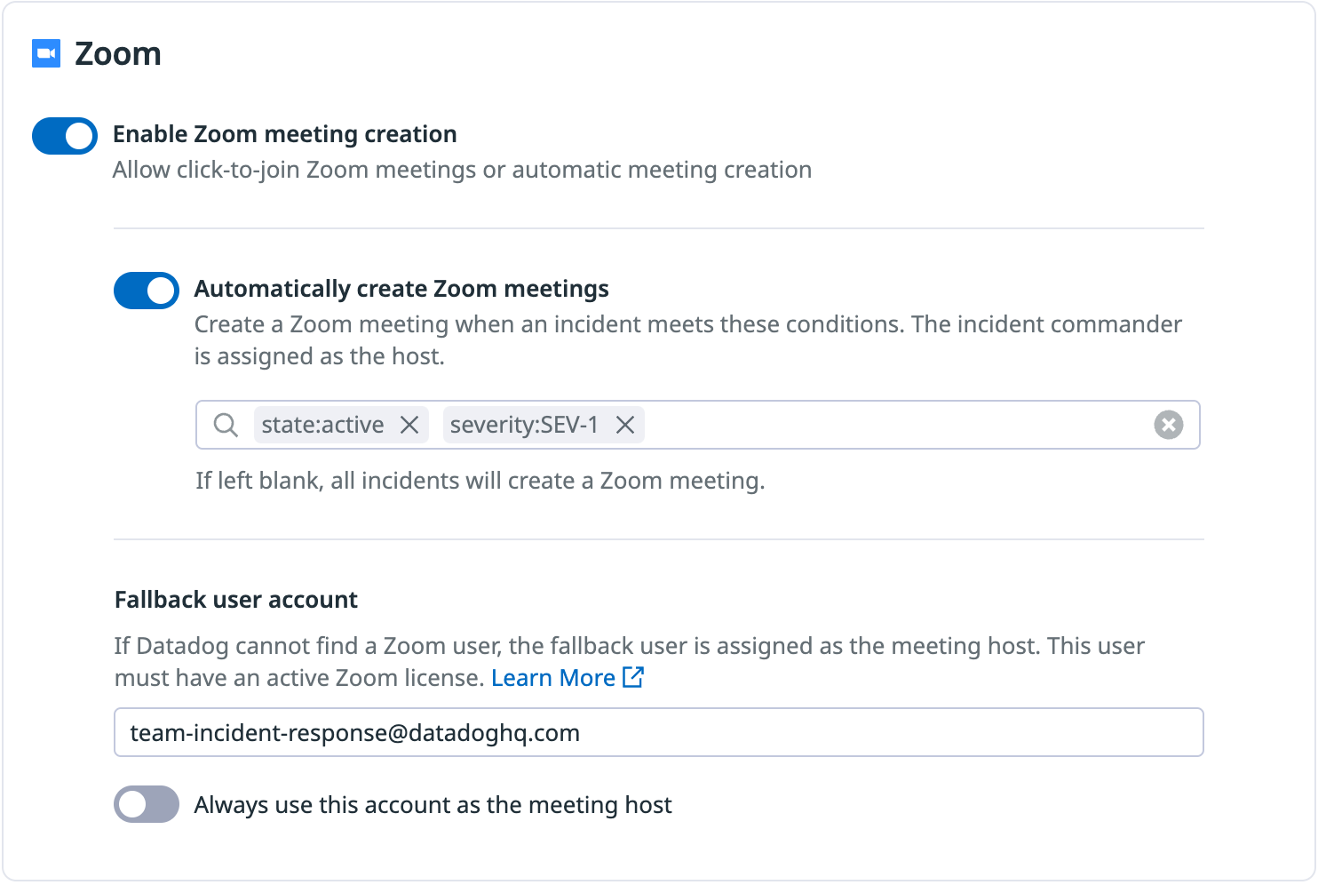 Zoom Incident Management