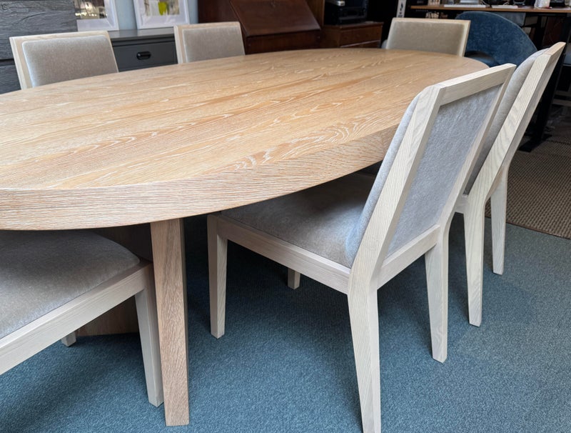 Custom Design Almond Mohair Madison Dining Chairs, Set of Six. Original