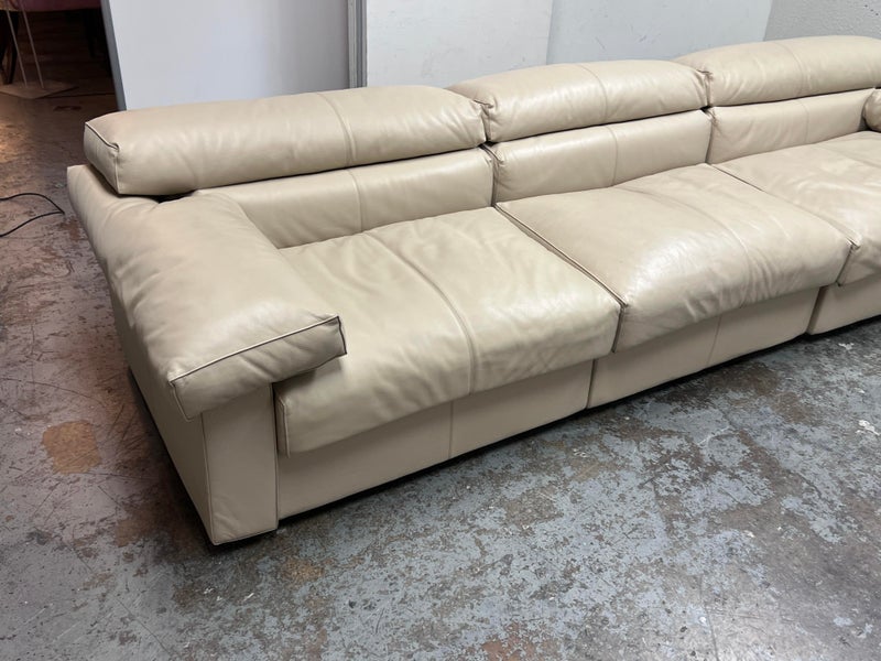 Vintage Tobia Scarpa for B & B Italia Erasmo Taupe Leather Sofa
