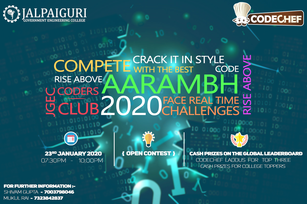 Invitation to AARAMBH 2020 Annual Coding Contest of JGEC