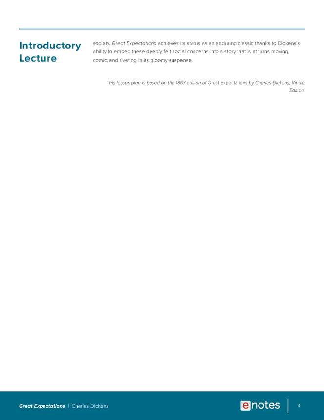 Great Expectations eNotes Lesson Plan eNotes lesson... Literature Activities