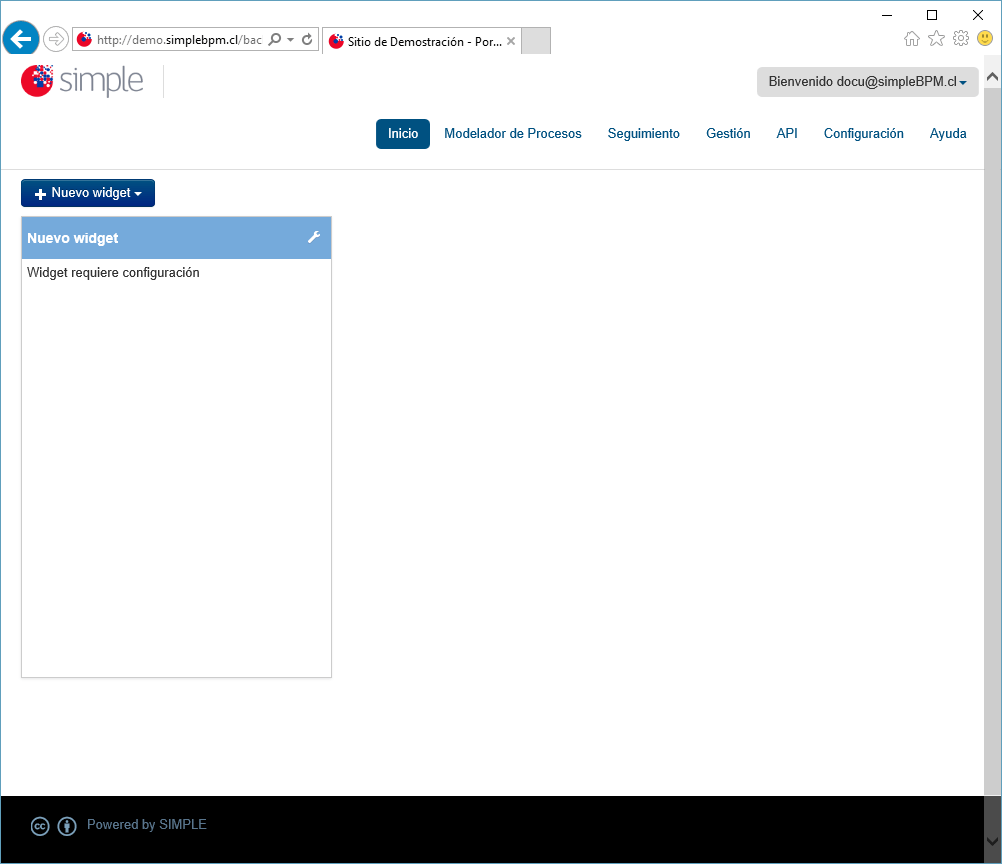 Interfaz del Administrador (BackEnd) simpleBPM