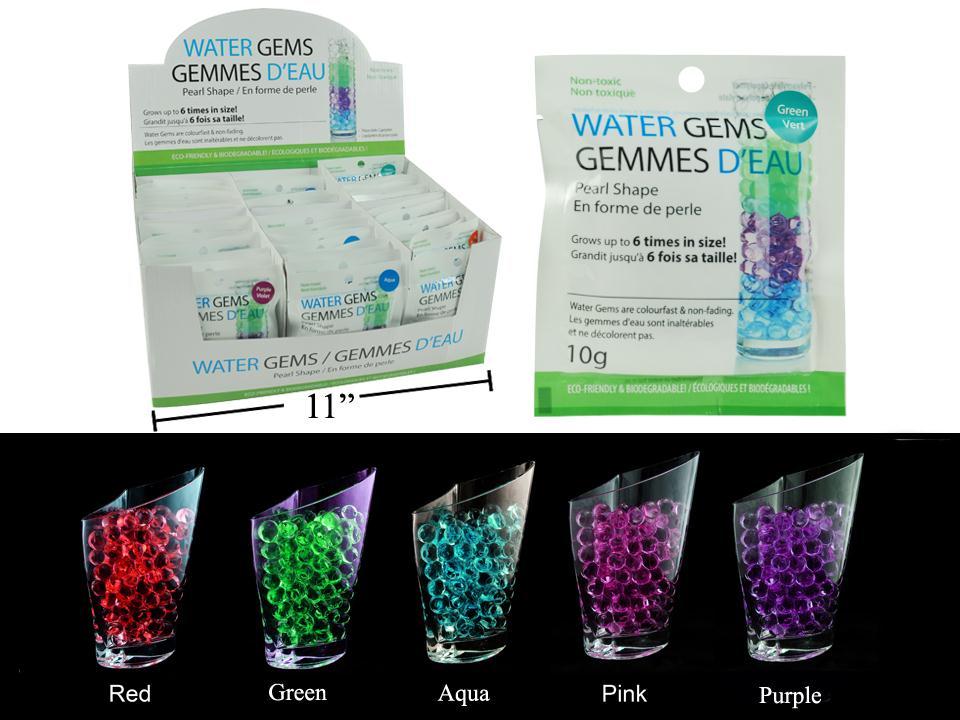 Water Gems, Pearl Shape 10g, 5 col., printed bag, 60/dsp