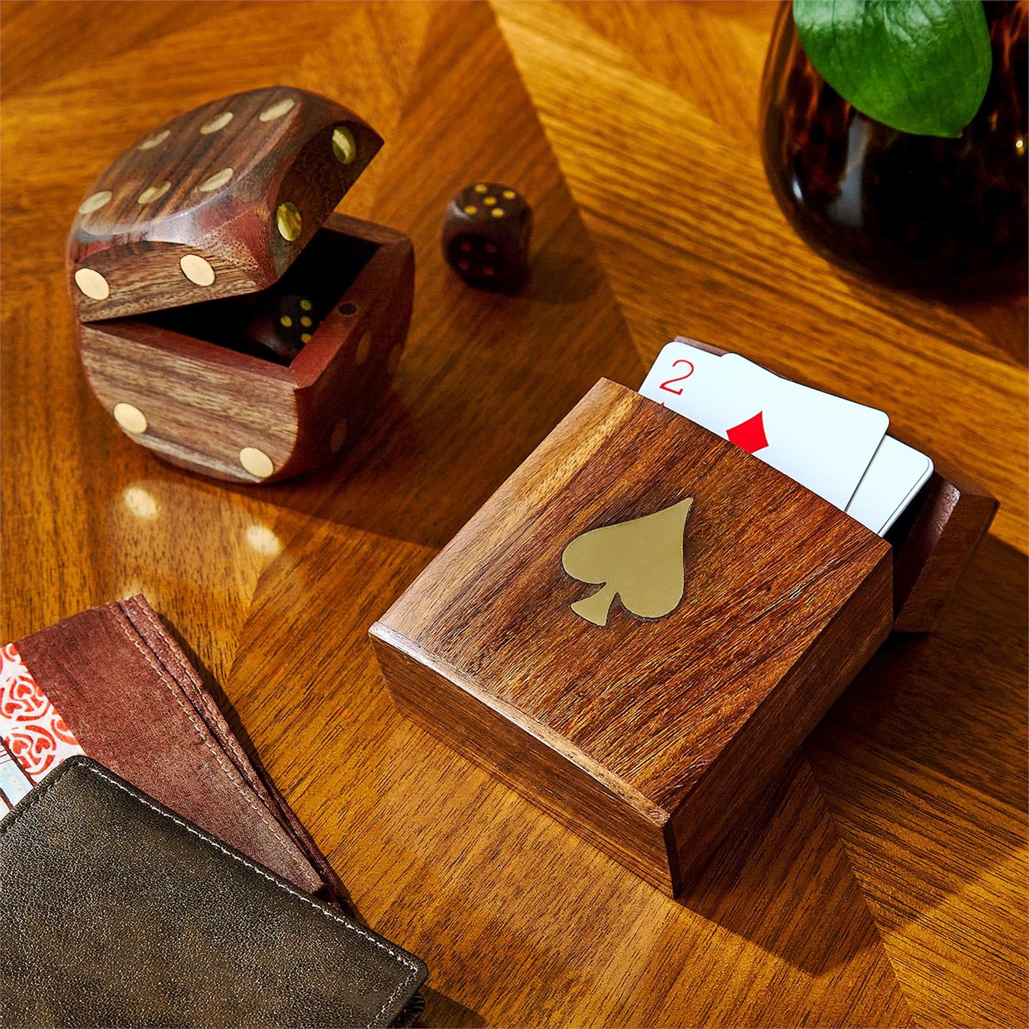 Wood Crafted Playing Card Set in Wooden Box