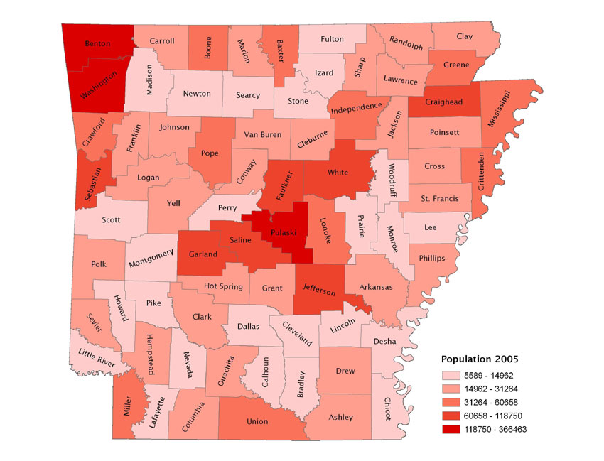 Population, 2005, Arkansas Encyclopedia of Arkansas