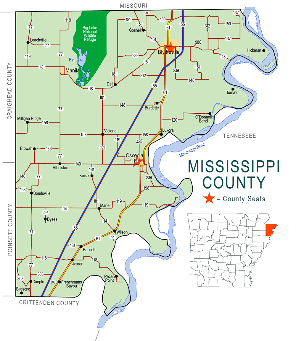 zz Mississippi County Map Encyclopedia of Arkansas