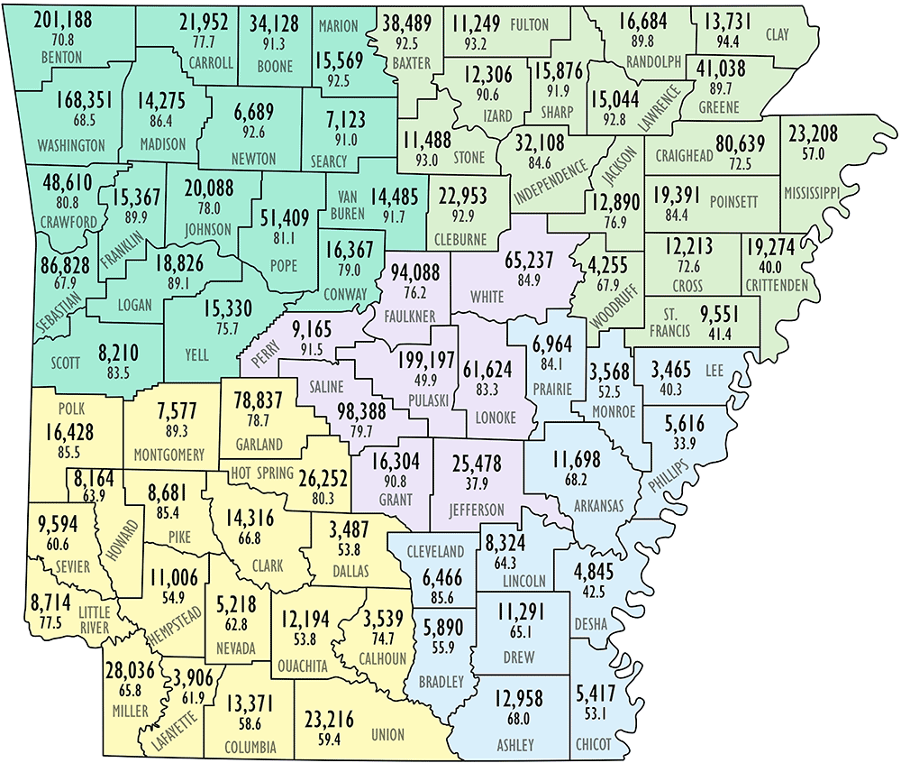 White Population Map Encyclopedia of Arkansas