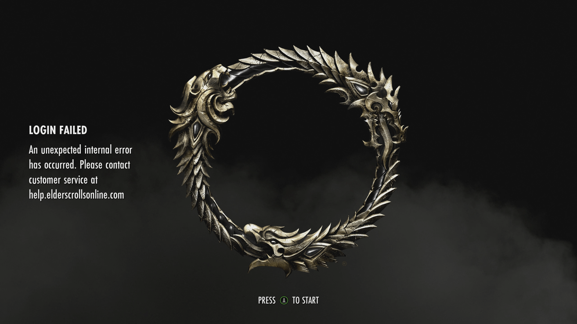 "LOGIN FAILED An unexpected Internal Error has occurred..." Login Error