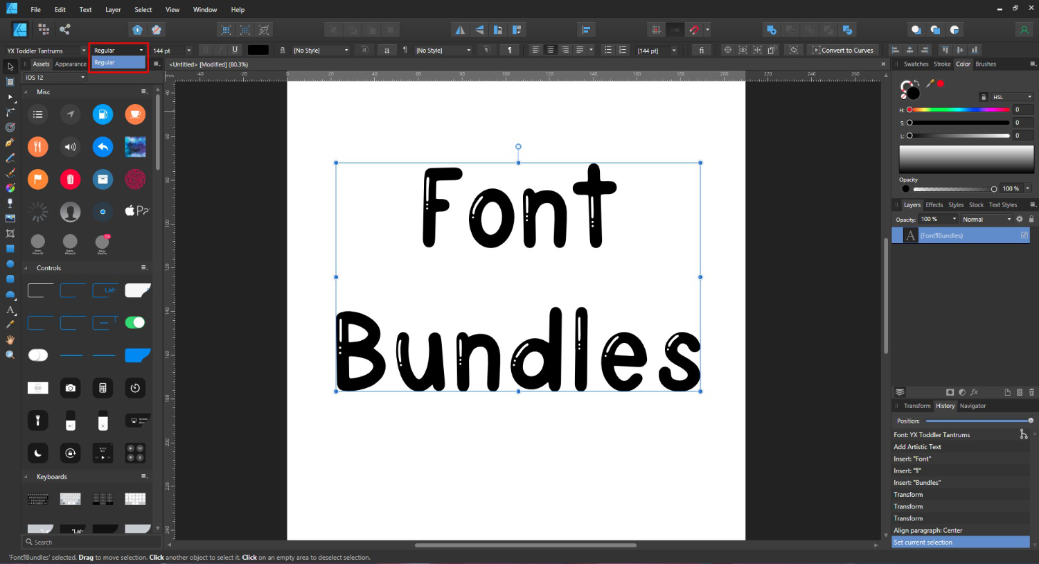 How to Use Fonts in Affinity Designer Design Bundles