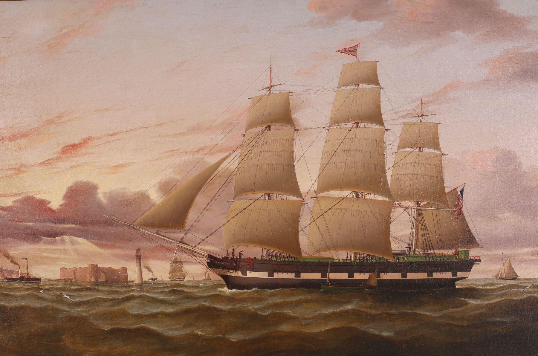 The American Ship Excelsior Arriving at Liverpool at Sunset, English The American Ship Excelsior Arriving at Liverpool at Sunset, English