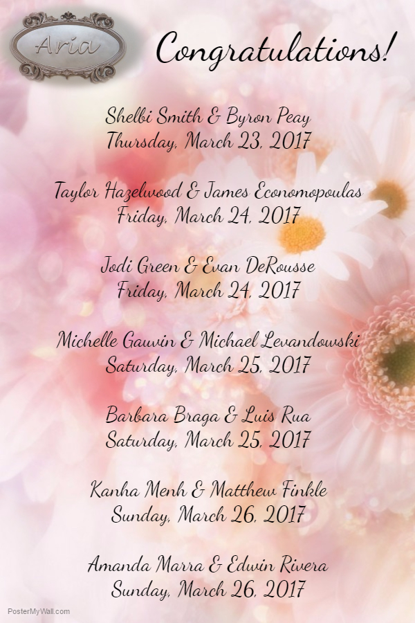 Aria wishes the very best that love & life have to offer these newly