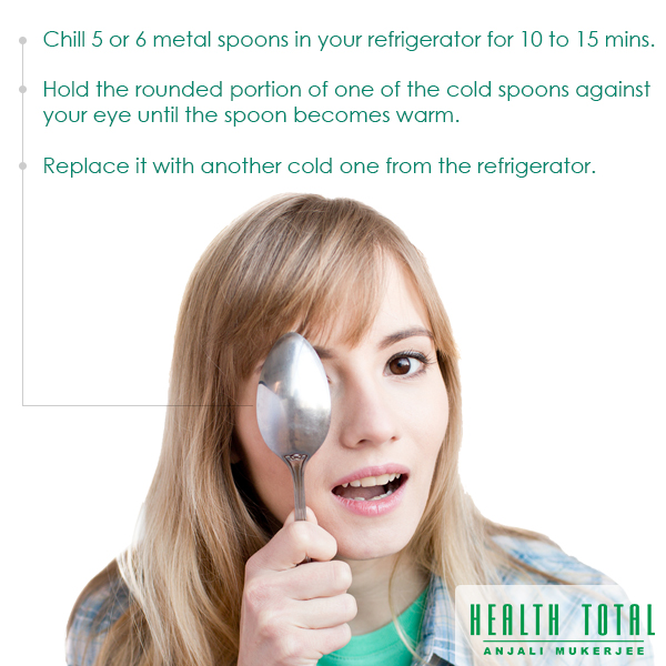 Holding a cold spoon around the eye could tighten up the skin around your eyes and reduce