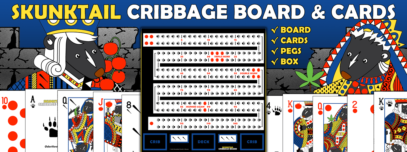 Skunktail Cribbage Board & Cards