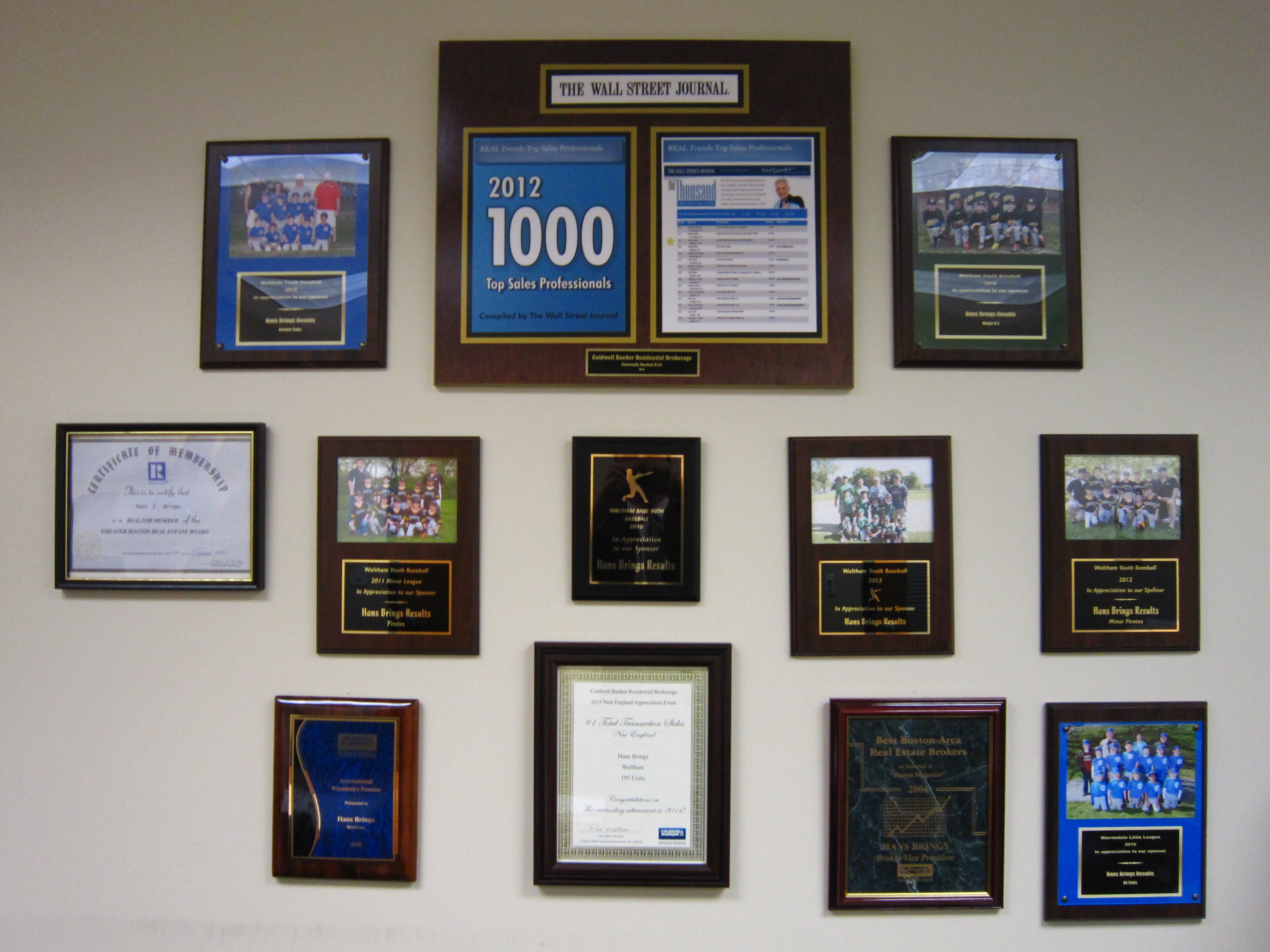 Waltham Real Estate Awards Hans Brings