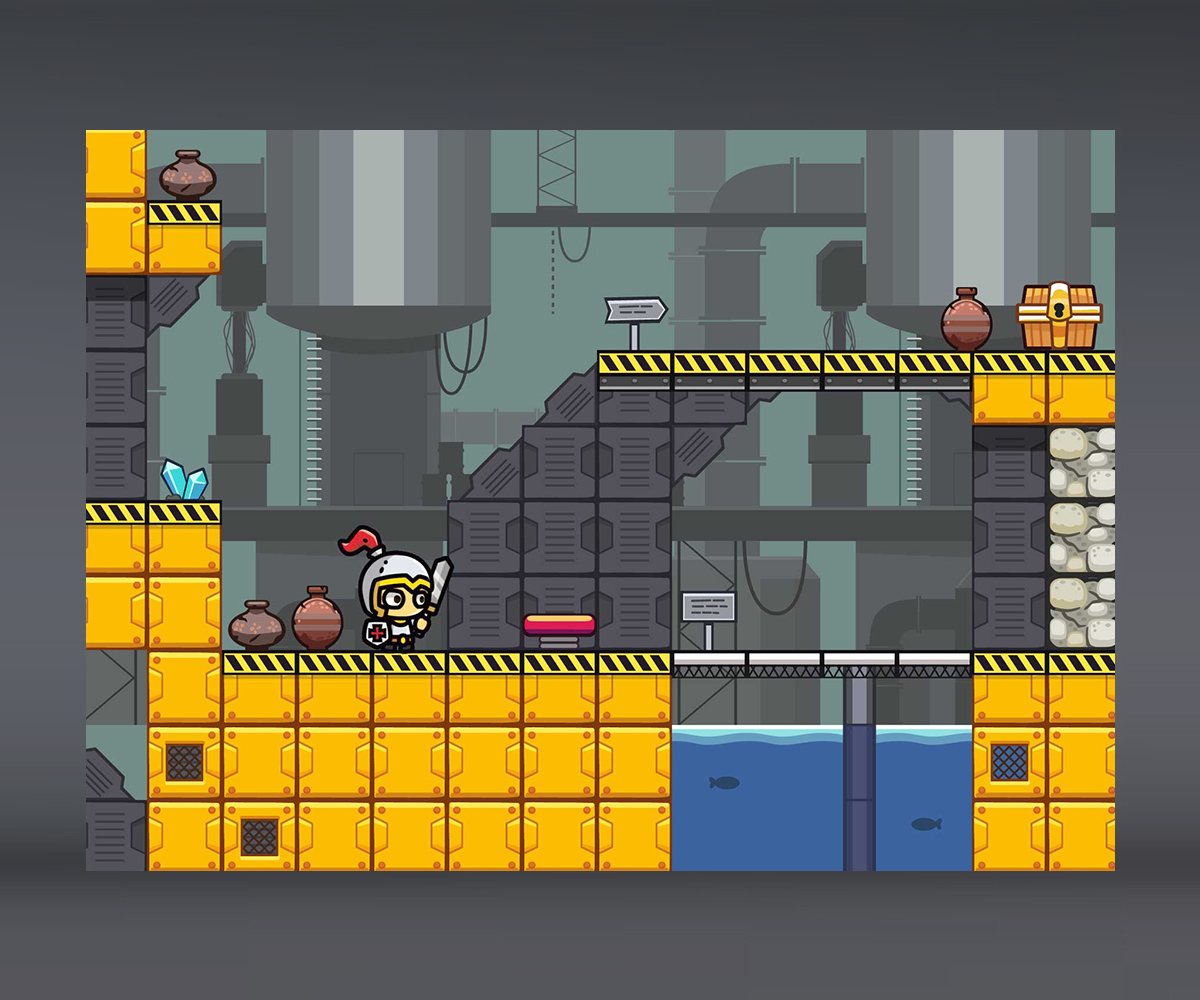 Factory Platformer Level Tileset