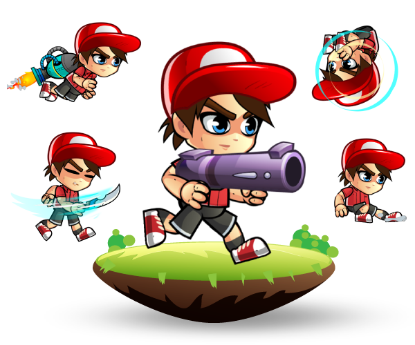 Sam 2D Game Character Sprites Set Game Art Partners