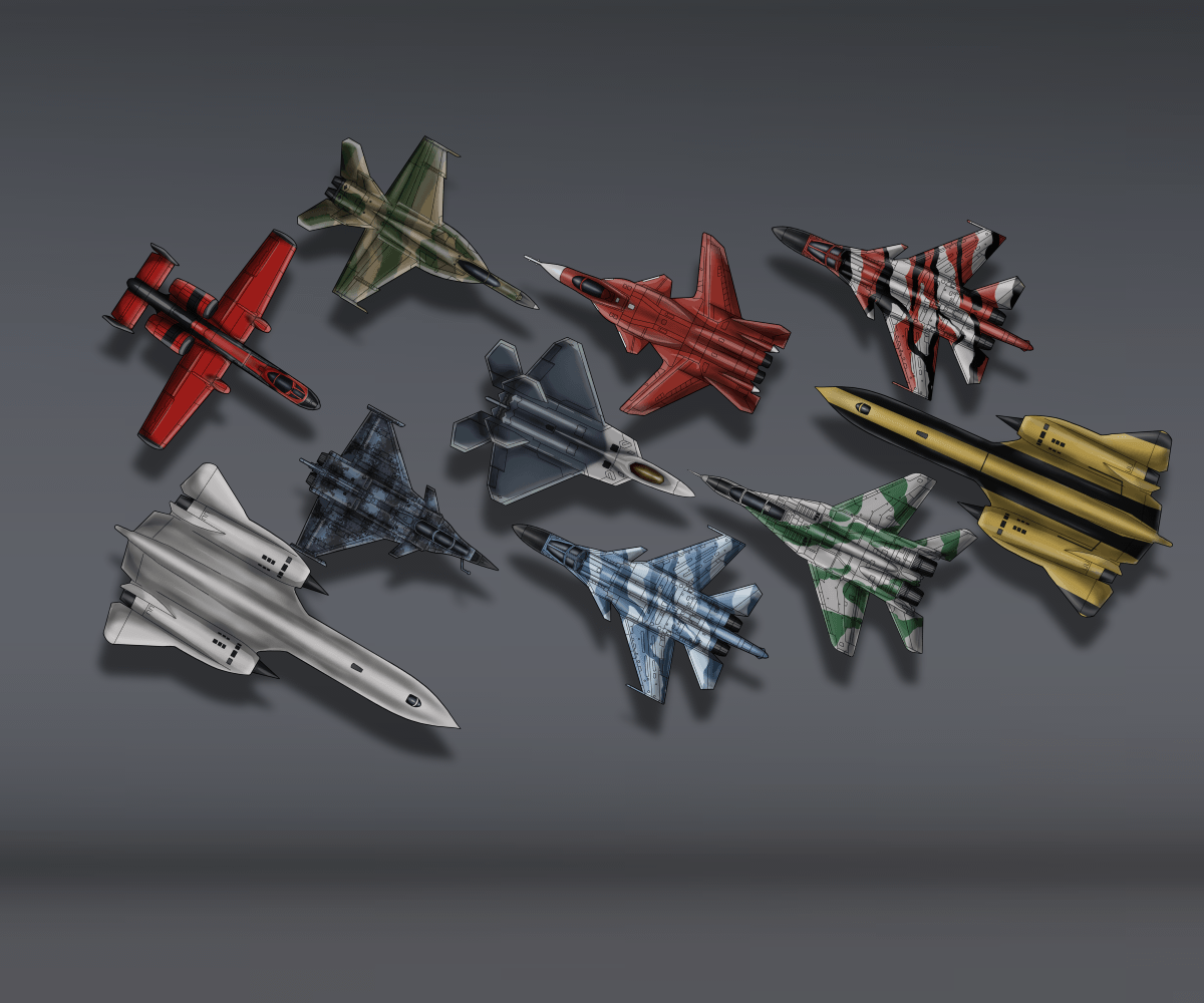 2D Modern Military Aircrafts Game Art Partners