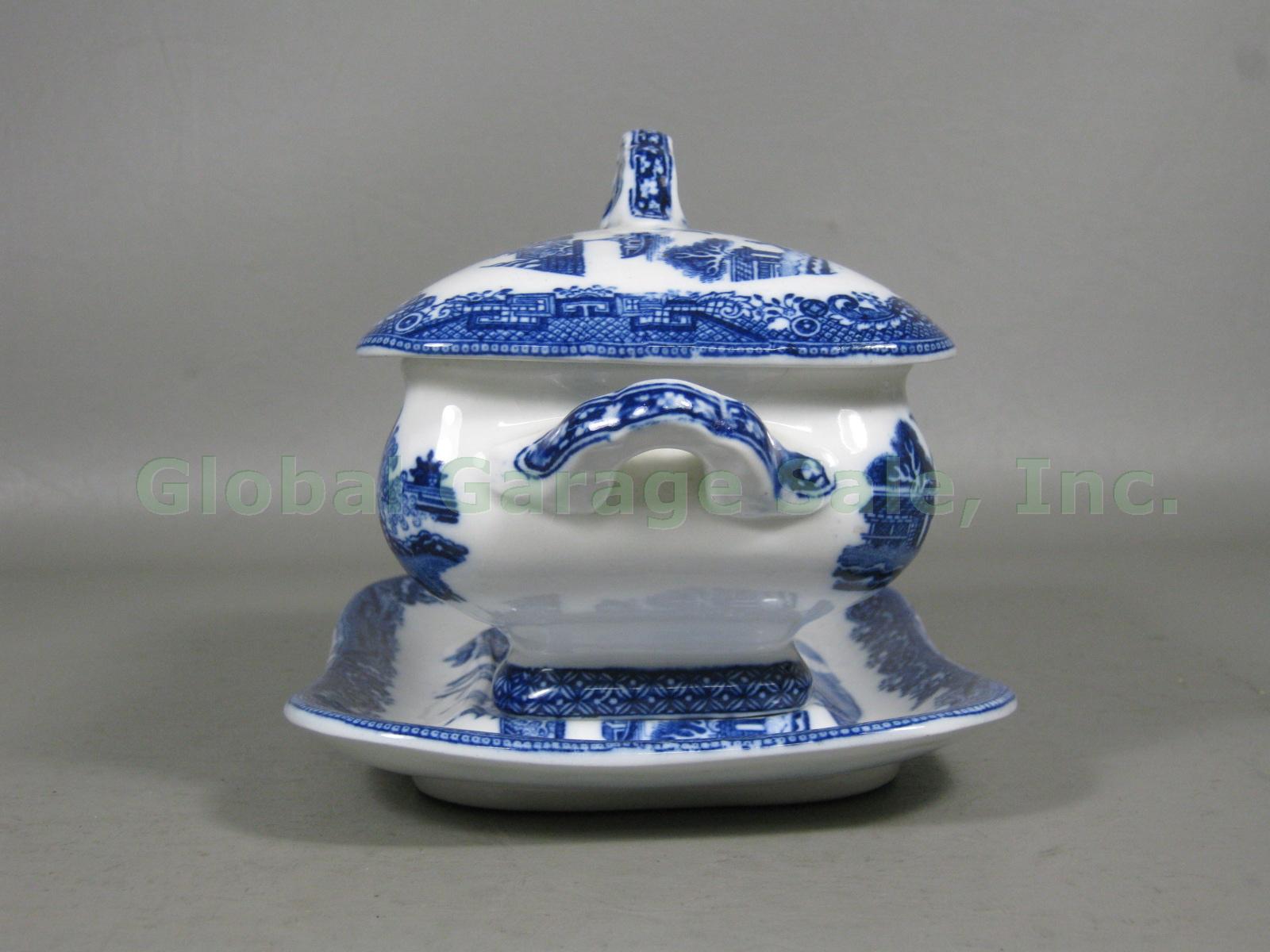 Vintage Antique Royal Doulton Blue Willow Soup Tureen With Underplate