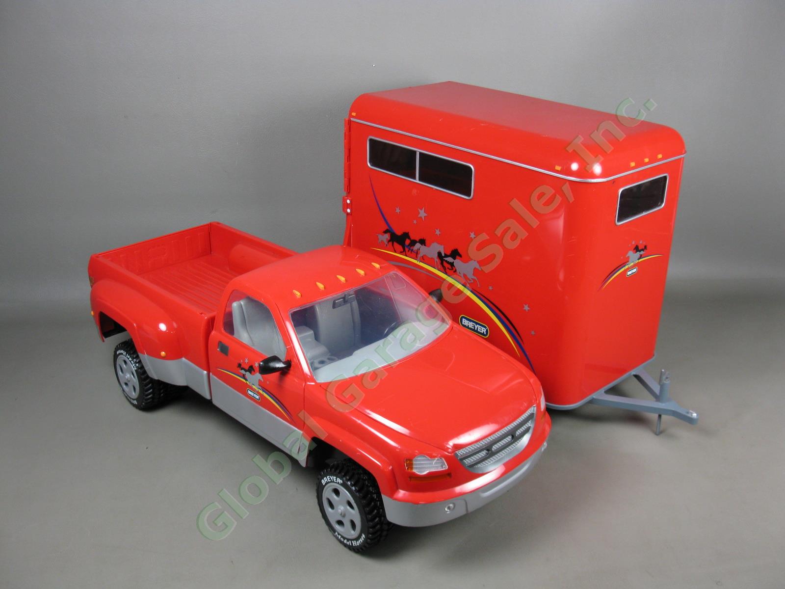 Red Breyer Traditional Dually PickUp Truck + Two 2 Model Horse Trailer