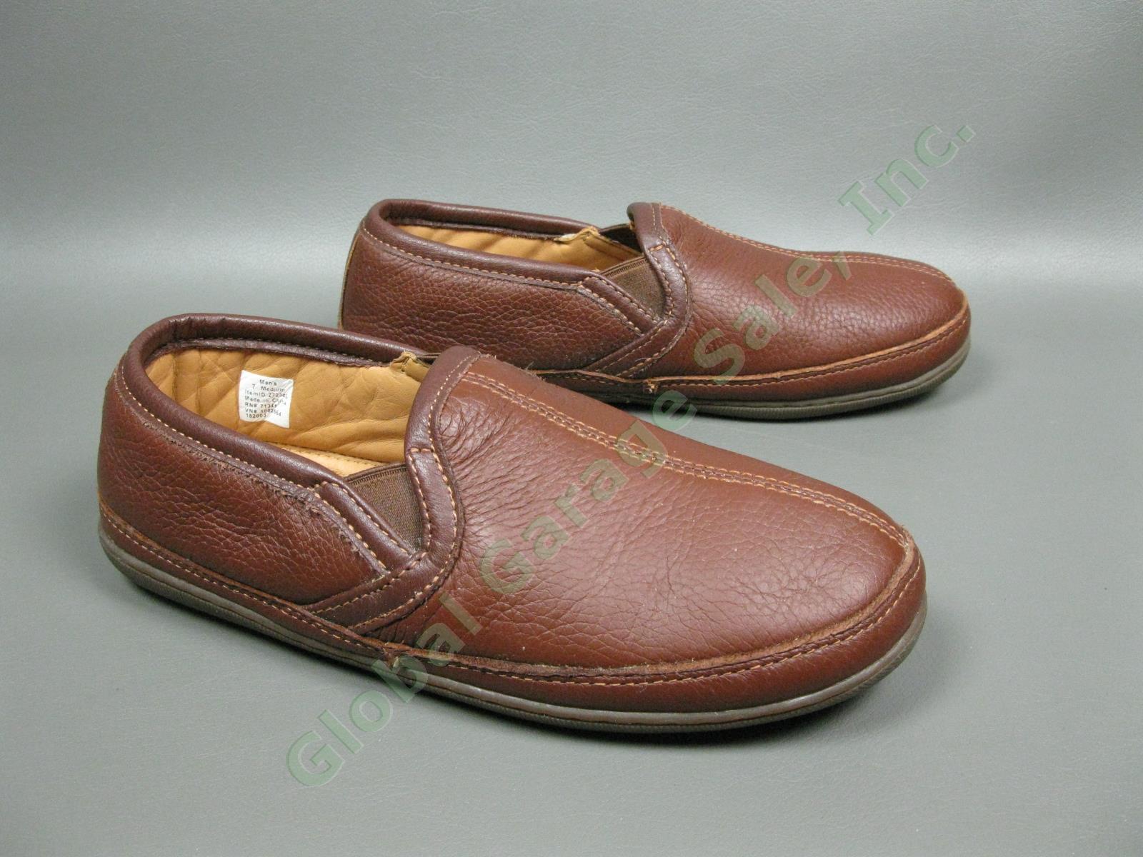 LL Bean Brown Elkhide Elk Leather Comfort Slippers Pair Mens Size 7 EXC