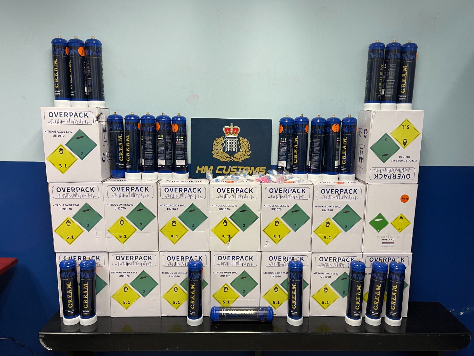 Customs seizes 120 large canisters of Nitrous Oxide