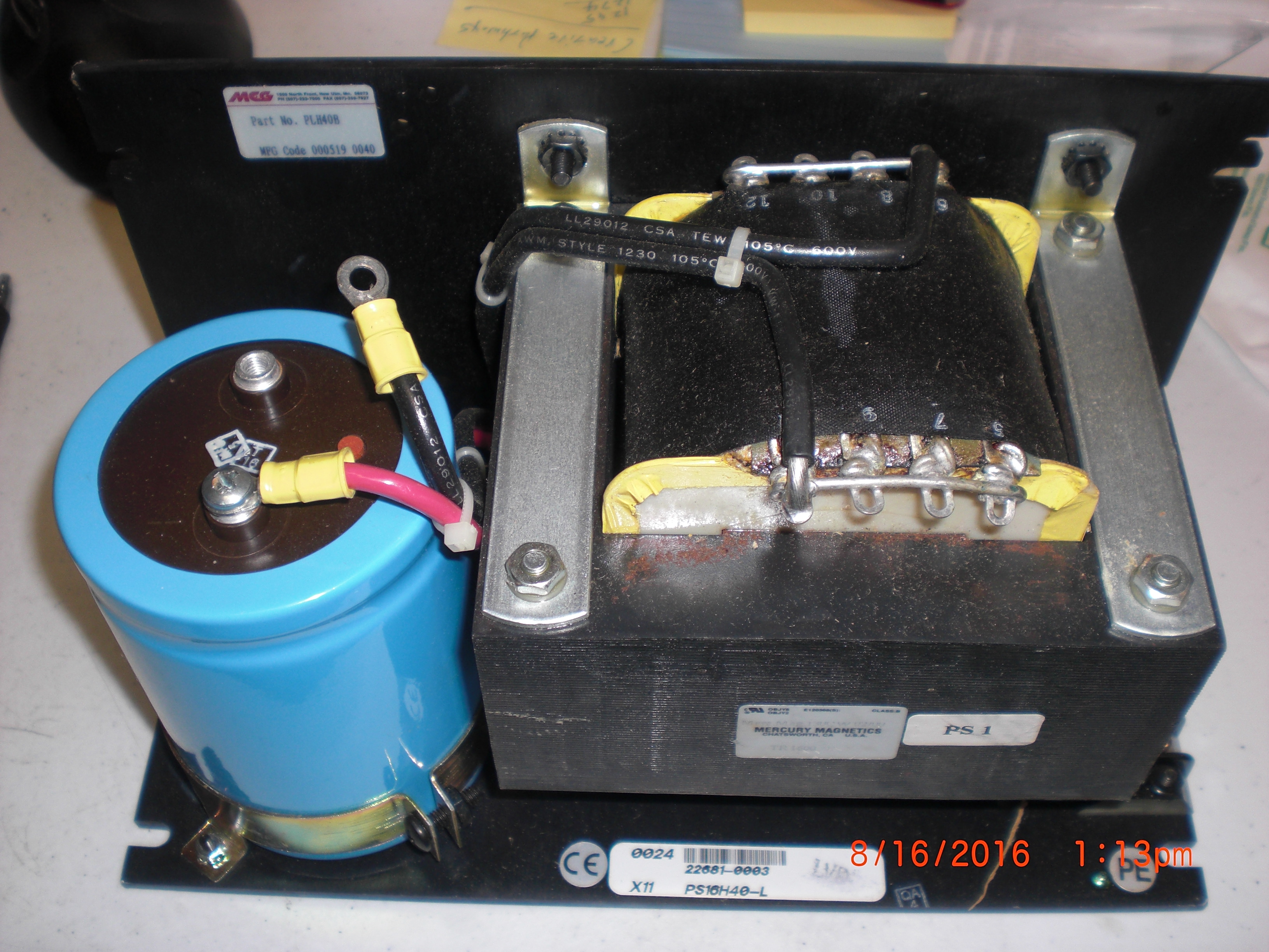 Power Supply MCG PLH40B Power Supply, Linear, Unregulated, 40A, 40VDC