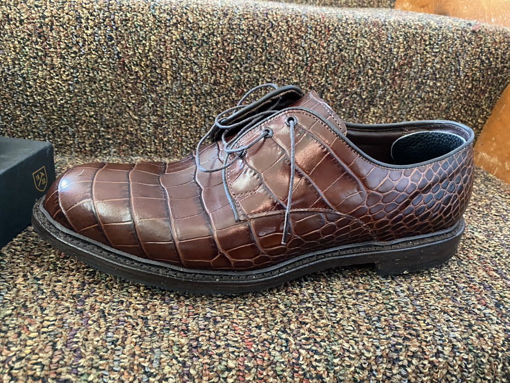 Allen Edmonds Haskell Golf Shoes Brown Gator Print Size 10 For