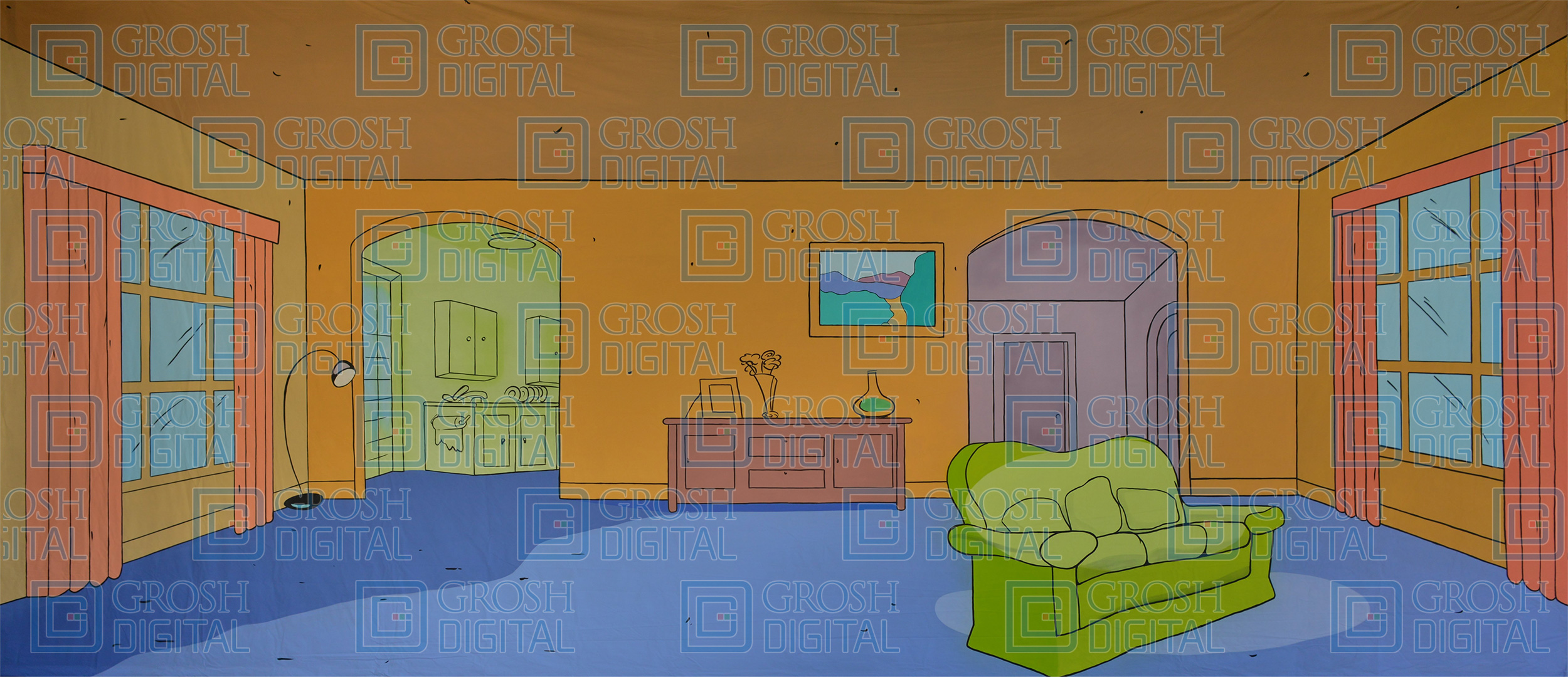Stylized Living Room Projected Backdrops Grosh Digital