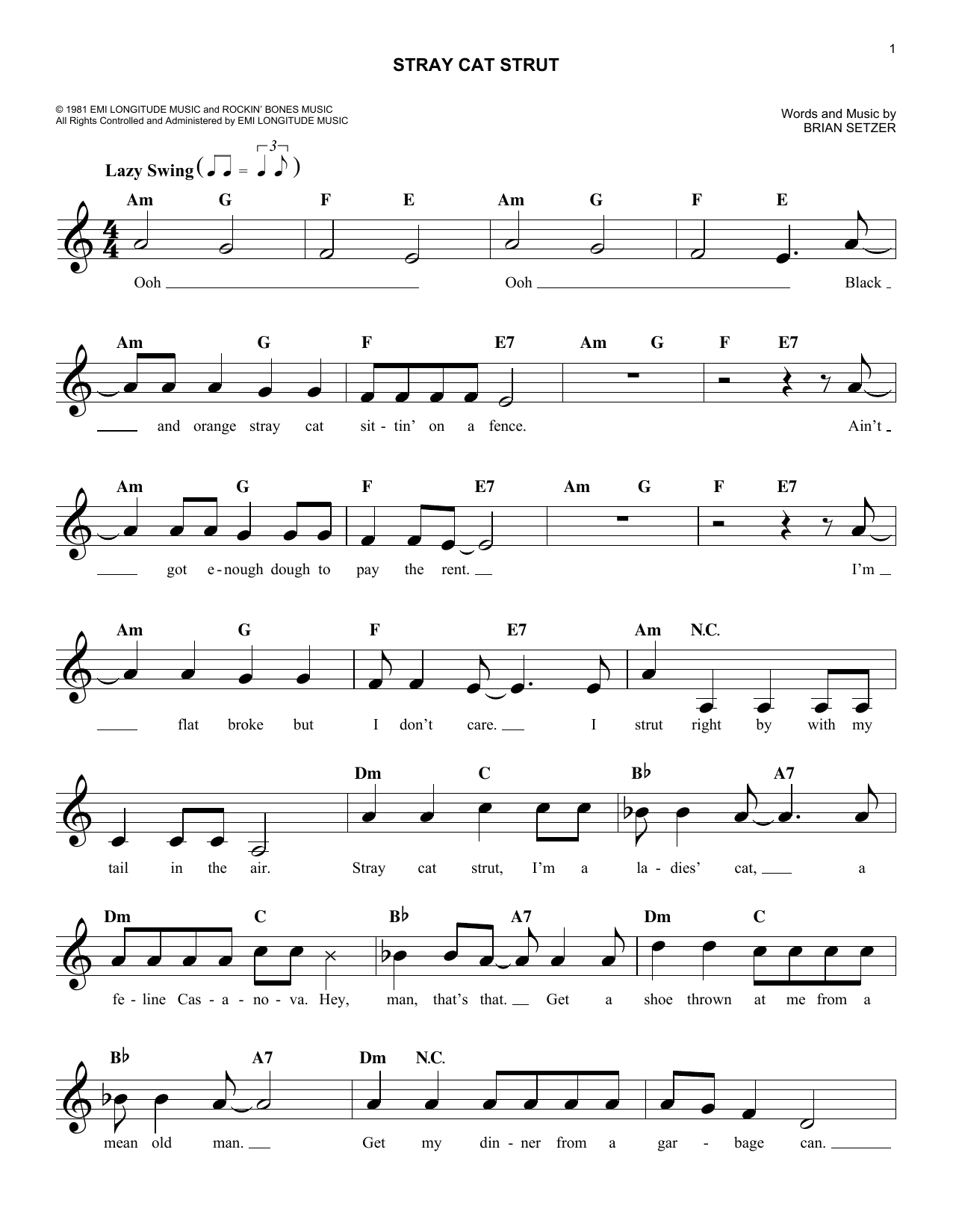 Stray Cats Stray Cat Strut sheet music