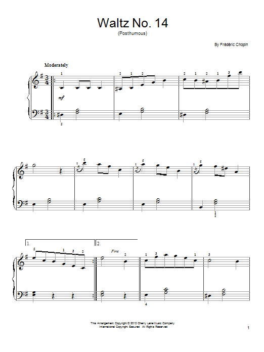 Waltz No. 14, Op. Posthumous, in E Minor Sheet Music Direct