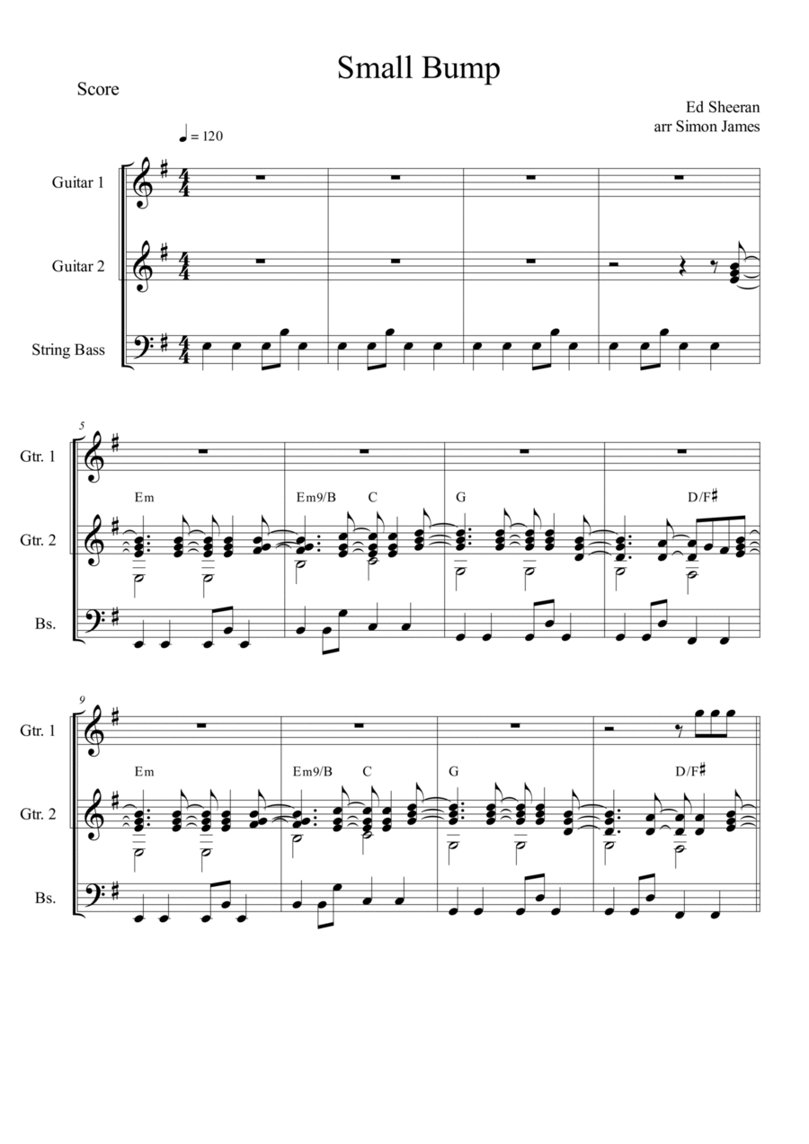Small Bump (arr. Simon James) by Ed Sheeran Sheet Music for Guitar