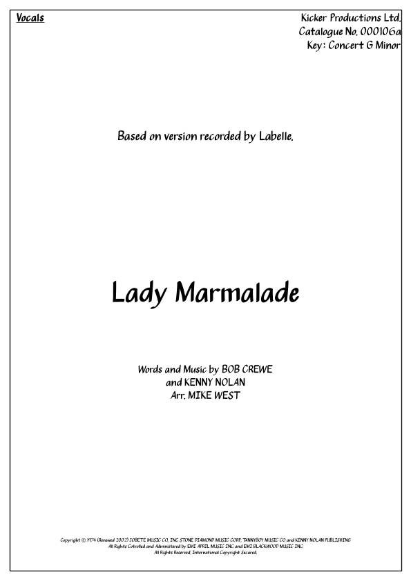 Lady Marmalade (arr. Michael StoretonWest) Sheet Music Christina