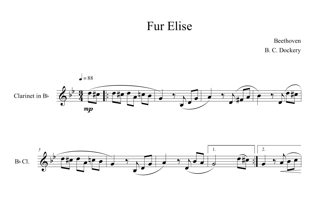 Fur Elise Solo) (arr. B. C. Dockery) by Beethoven Sheet Music