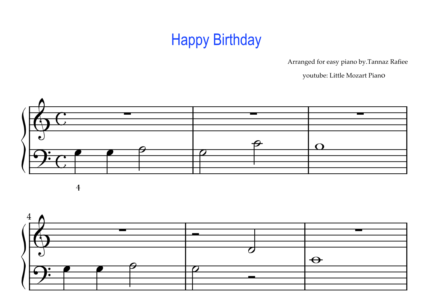 Happy Birthday song VERY EASY (arr. Tannaz Rafiee Fitzgibbon) by Tannaz
