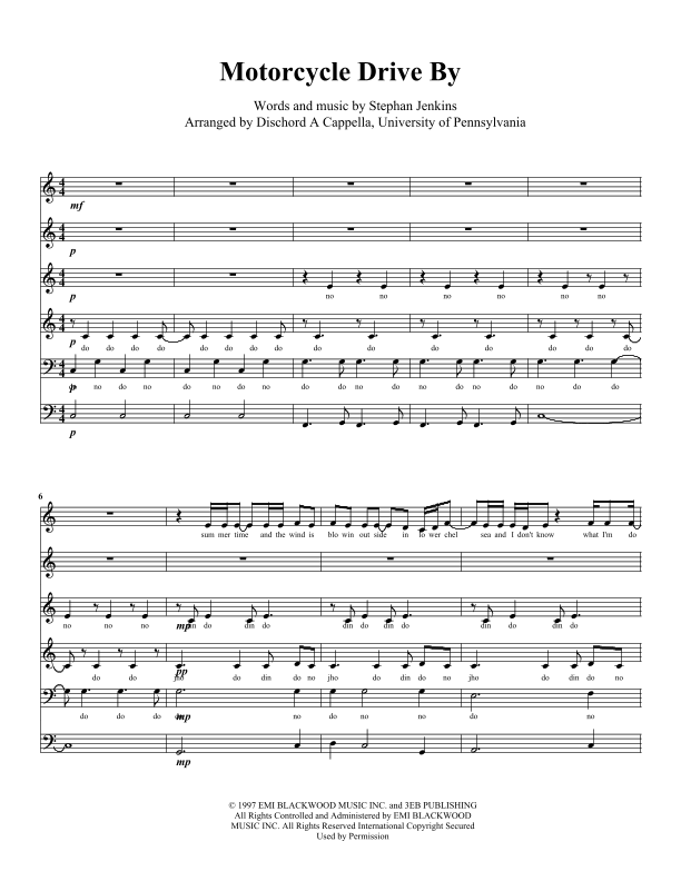 Motorcycle Drive By (arr. Andrew Pollen) par Third Eye Blind Partitions