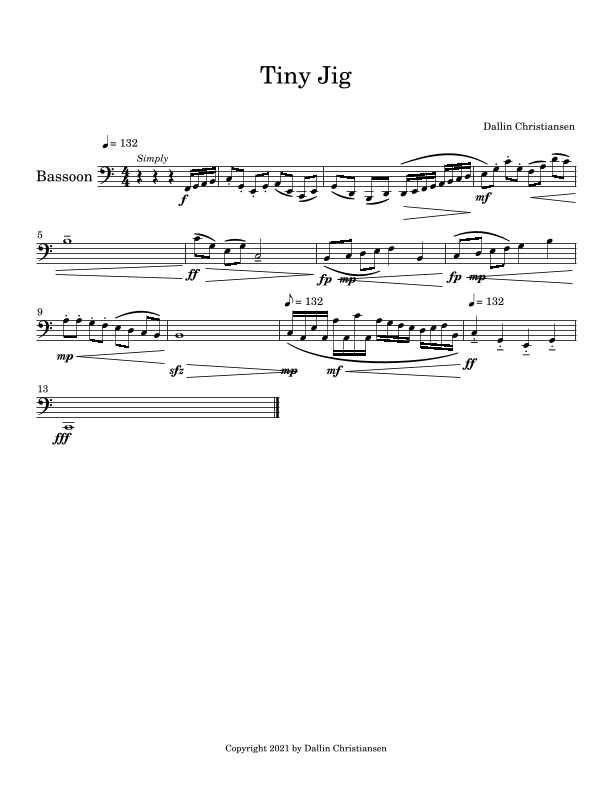 Five Bassoon Etudes Sheet Music Dallin Christiansen Bassoon Solo