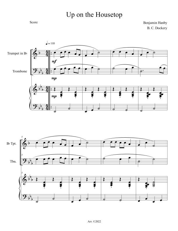 Up on the Housetop (Trumpet and Trombone Duet with Piano
