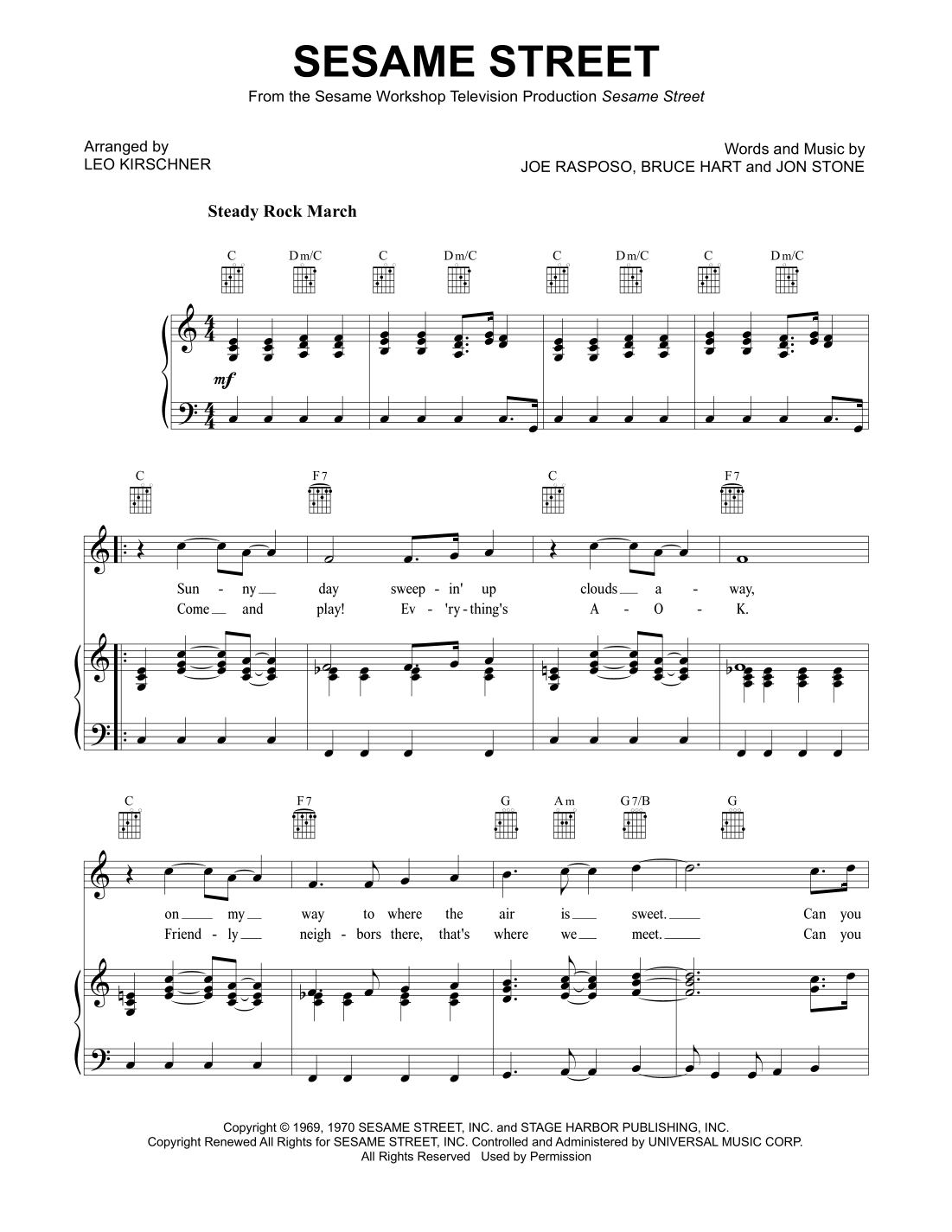 Sesame Street Theme (arr. Leo Kirschner) by Sesame Street Sheet Music