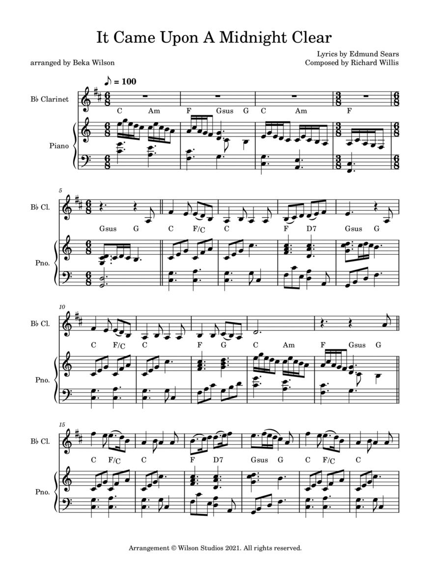 It Came Upon a Midnight solo (arr. Beka Wilson) by