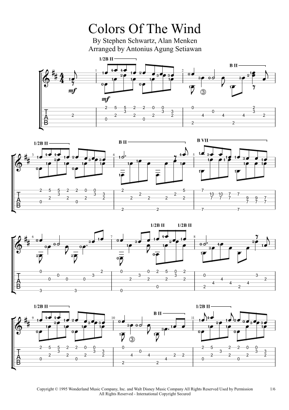 Colors Of The Wind Guitar Chords