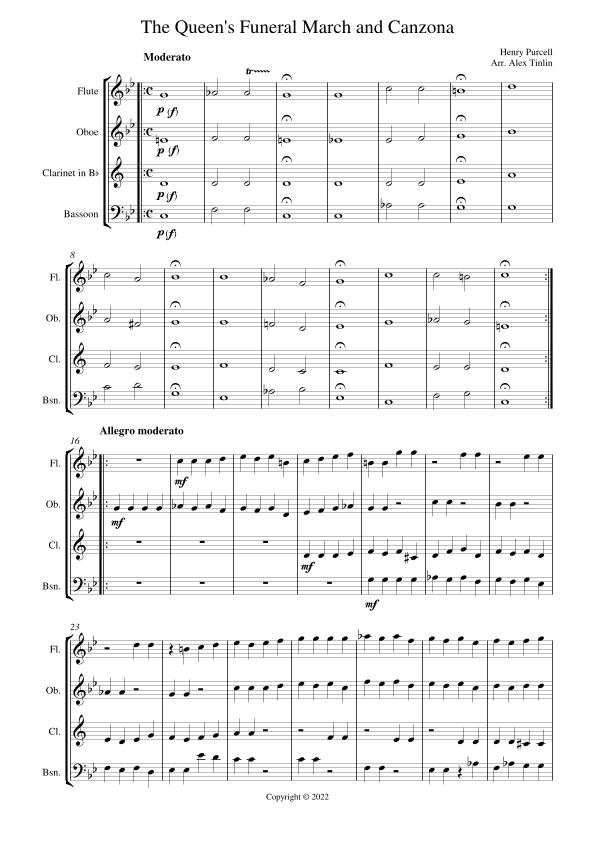 The Queen's Funeral March and Canzona (arr. Alex Tinlin) Sheet Music