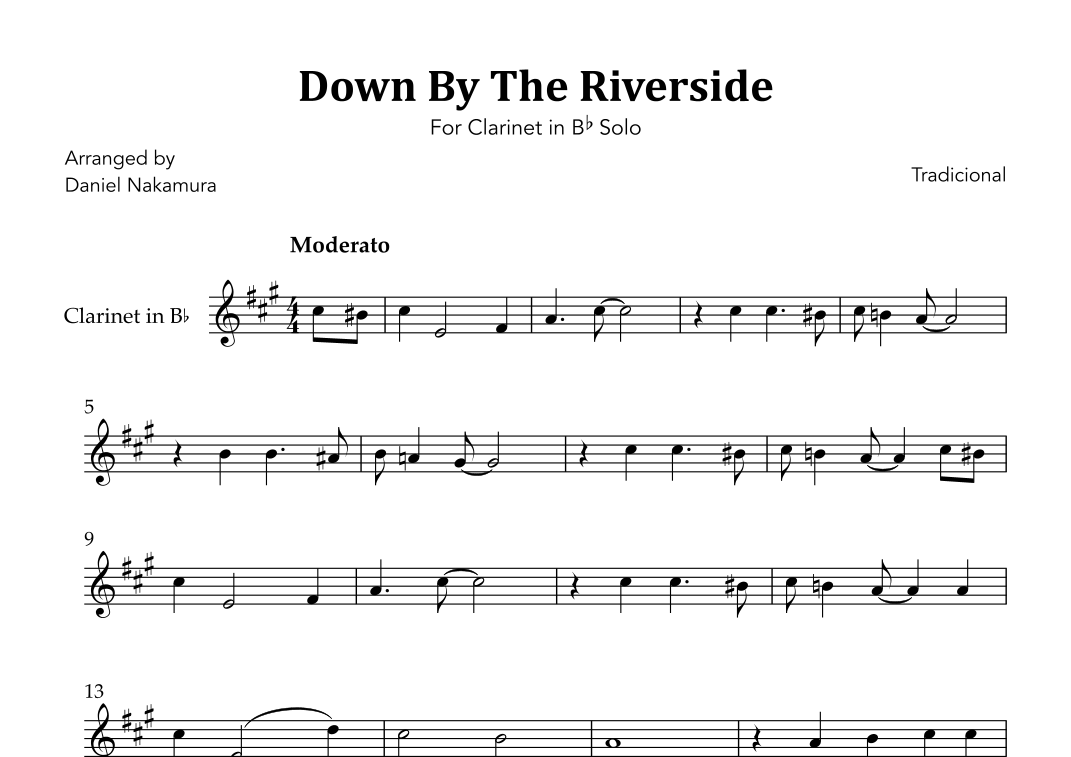 Down By The Riverside (For in Bb) Sheet Music Tradicional