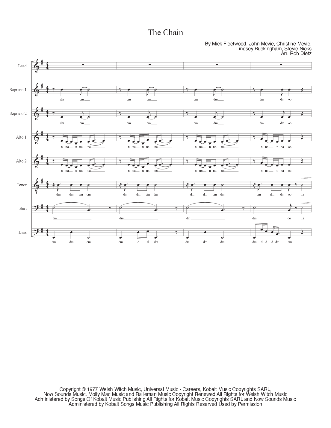 The Chain (arr. Rob Dietz) by Fleetwood Mac Sheet Music for Choir at