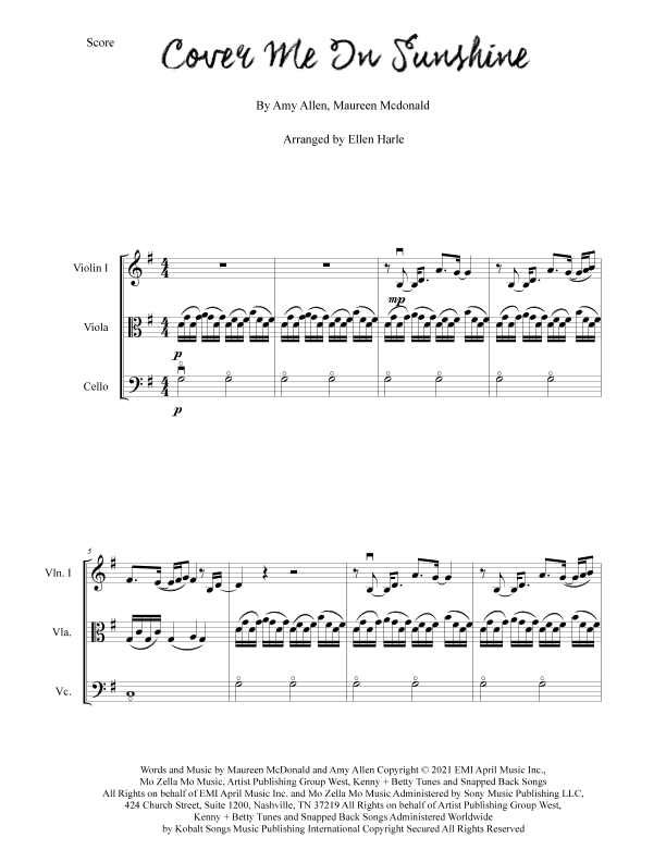 Cover Me In Sunshine (arr. Ellen Harle) von Pink And Willow Sage Hart