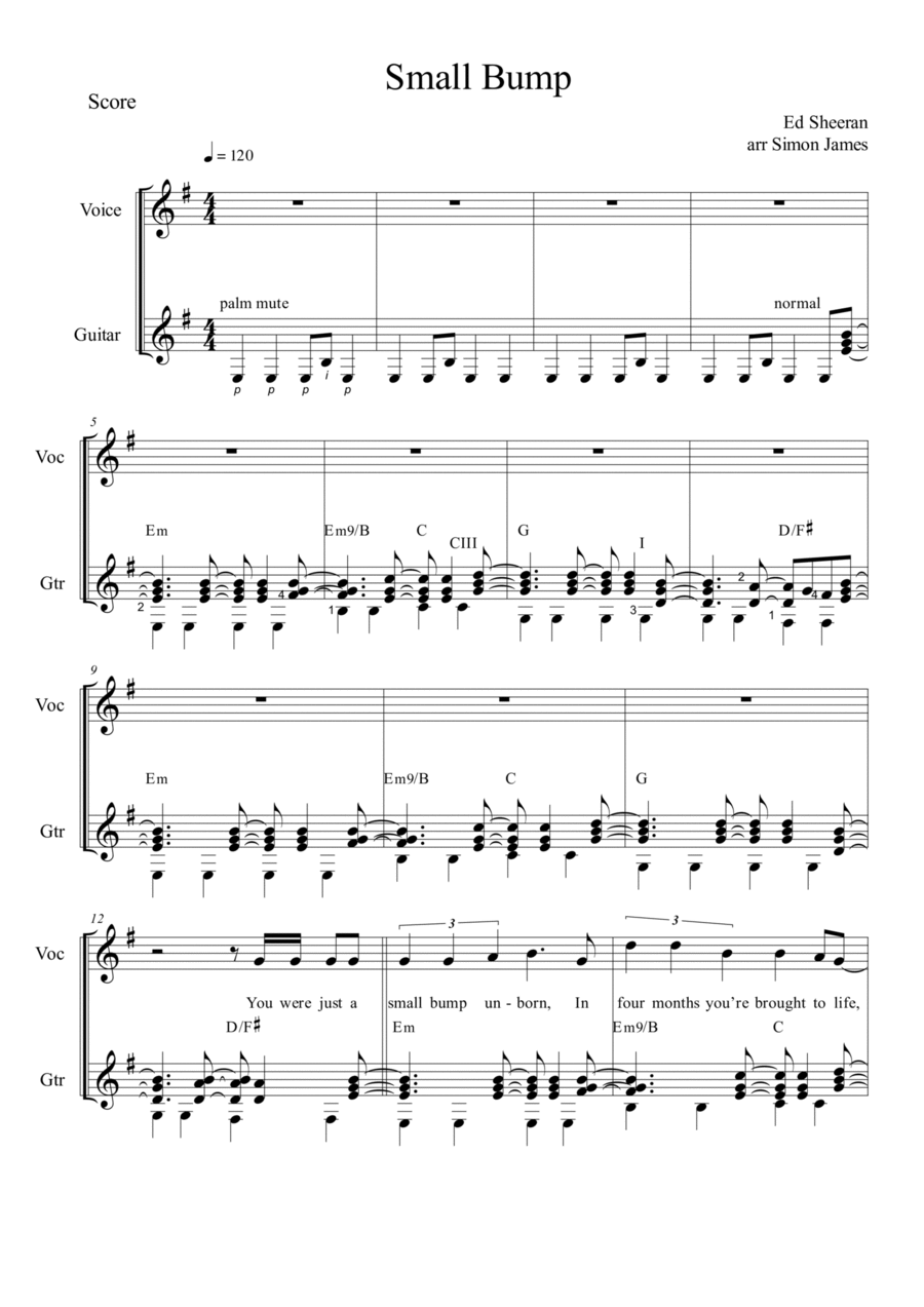 Small Bump Sheet Music Ed Sheeran Instrumental Duet