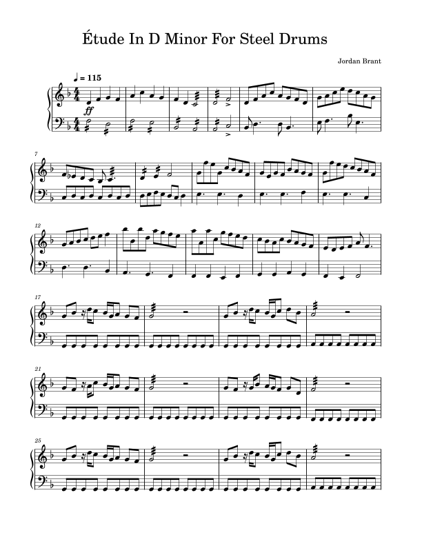Étude For Steel Drums by Jordan Brant Sheet Music for Instrumental Solo