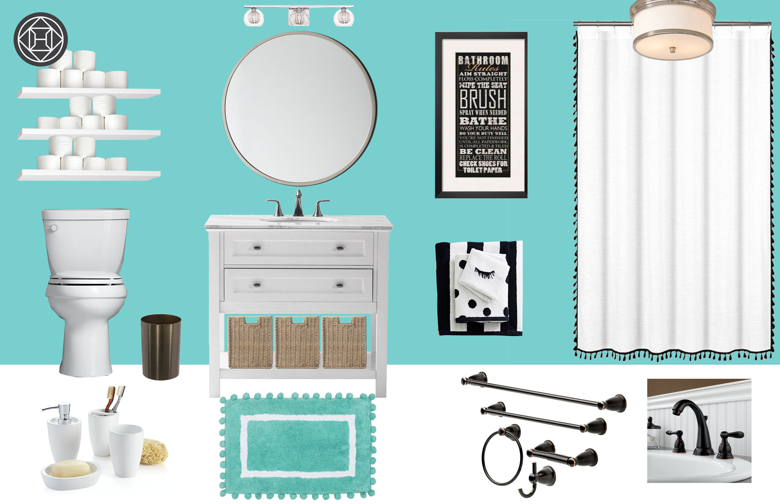Preppy Bathroom Design by Havenly Interior Designer Salam