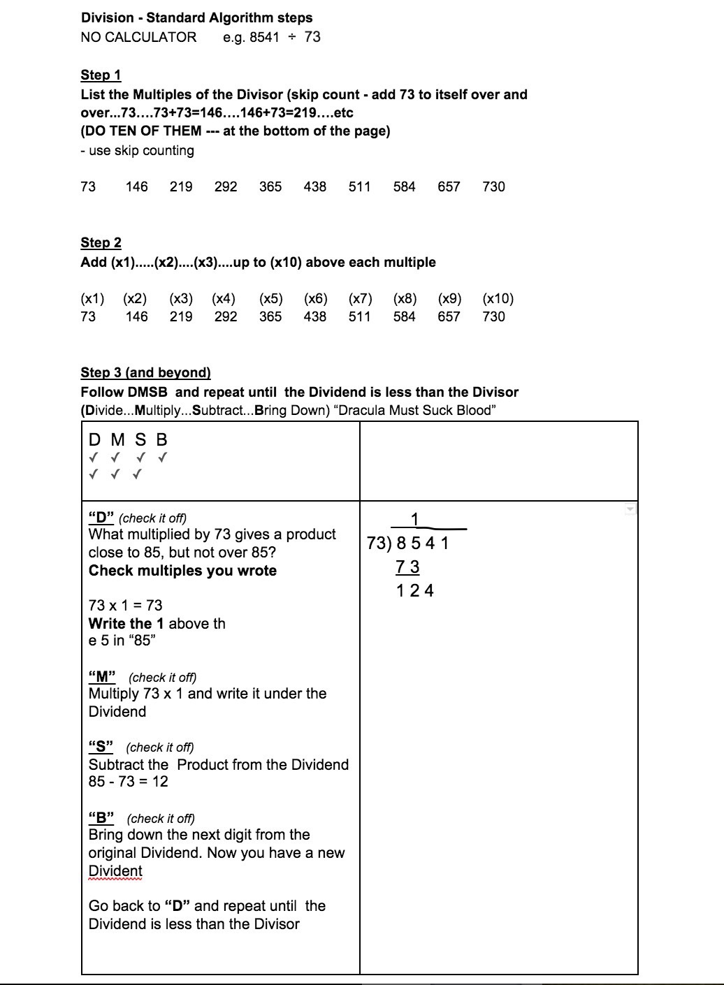 division standard algorithm « Fawcett's Class