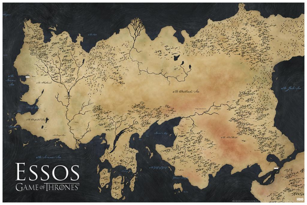 Game of Thrones Map of Essos TV Show inch Poster 24x36