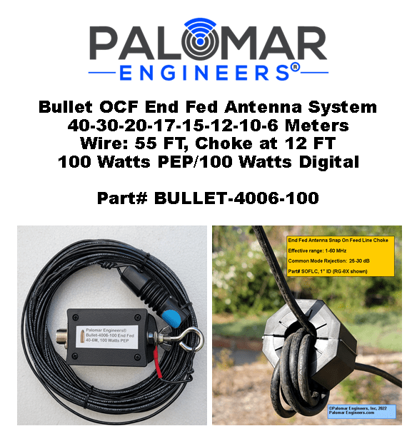 Bullet End Fed OCF Antenna System, 1005000 Watt Options, 55 Feet, 403020171512106 meters